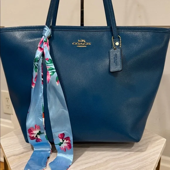 Coach Taxi Teal Leather Tote Bag - Picture 4 of 17